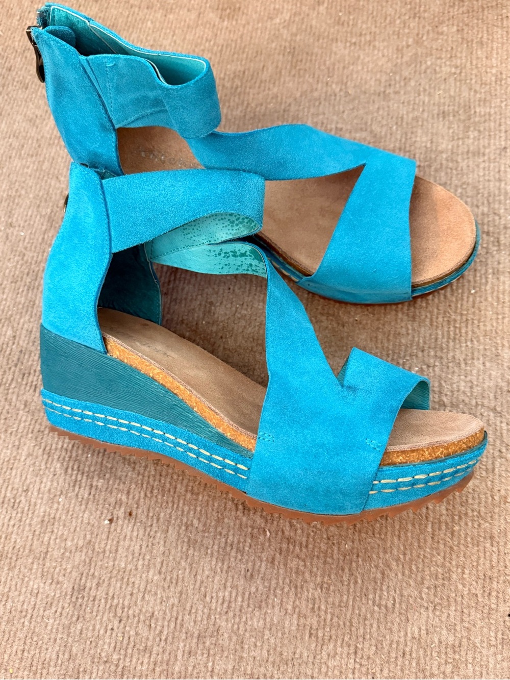 Women’s Teal Antelope Suede Wedge sandals